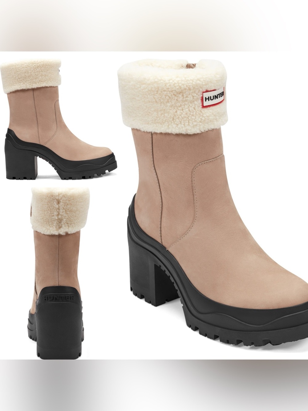 Hunter - Marisol Waterproof Faux Shearling Cuff Bootie